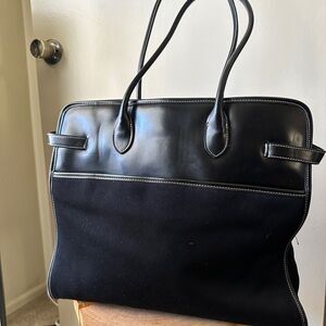 Jones New York Black Shoulder Bag with White Stitching